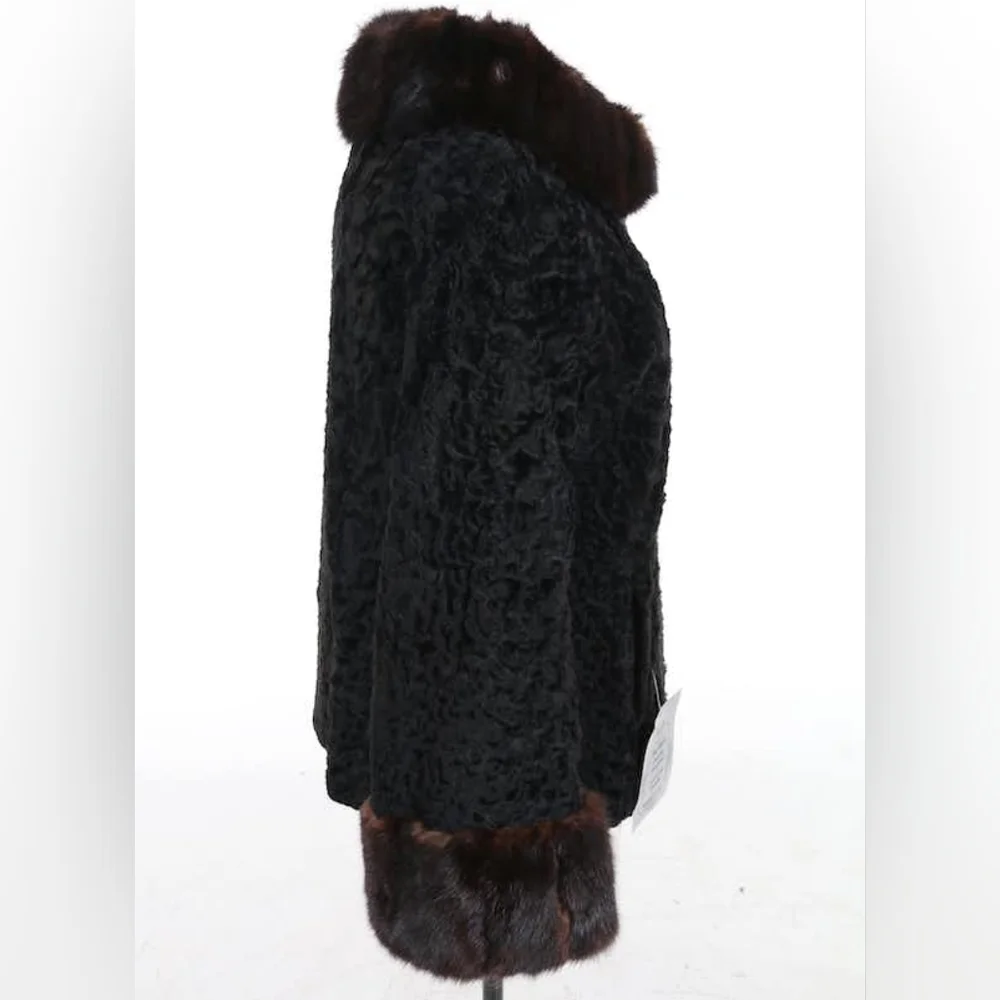 Vintage Black and Brown Fur Trimmed Jacket - Picture 5 of 9